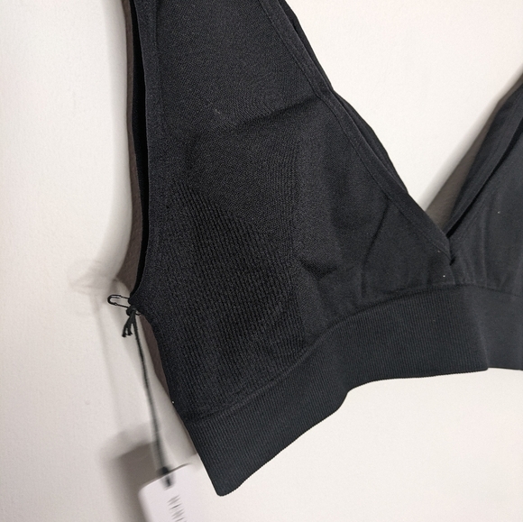 WEWOREWHAT Black V-Neck Bra Top Circular Knit  NEW Size XS - Picture 2 of 6
